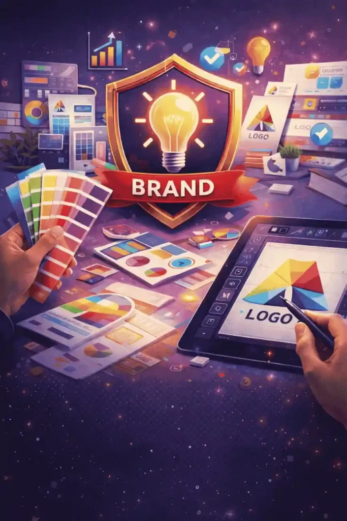 Creative graphic design workspace